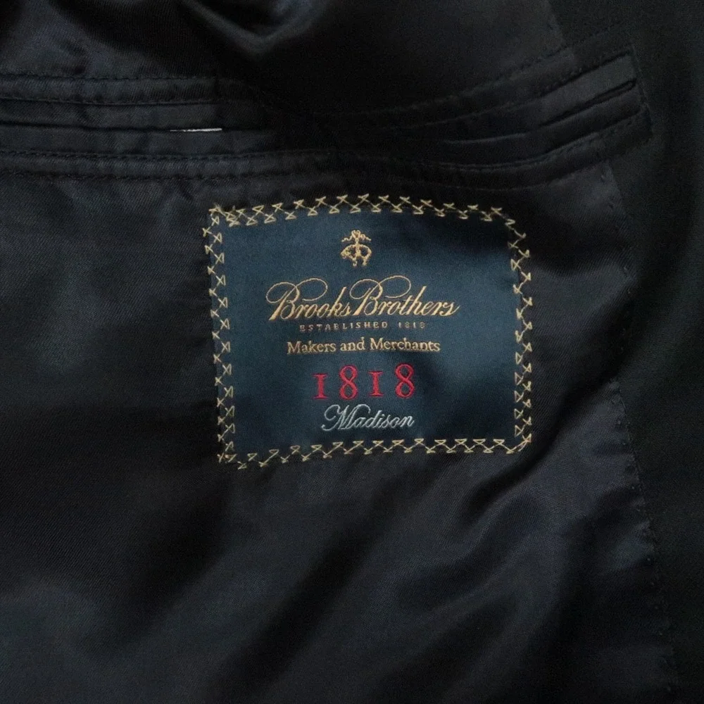 Brooks Brothers Blazer Men 44L Blue 1818 Madison Estrato‎ Wool Sport Coat Jacket